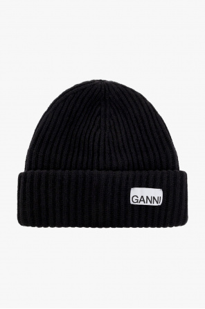GANNI 黒 ニット帽 GANNI ニット帽 ニットキャップ Light Structured Rib Knit
